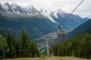 Descente à Chamonix en téléphérique