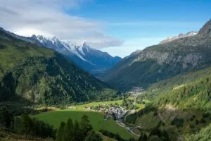 Einde van de wandeling in de vallei van Chamonix