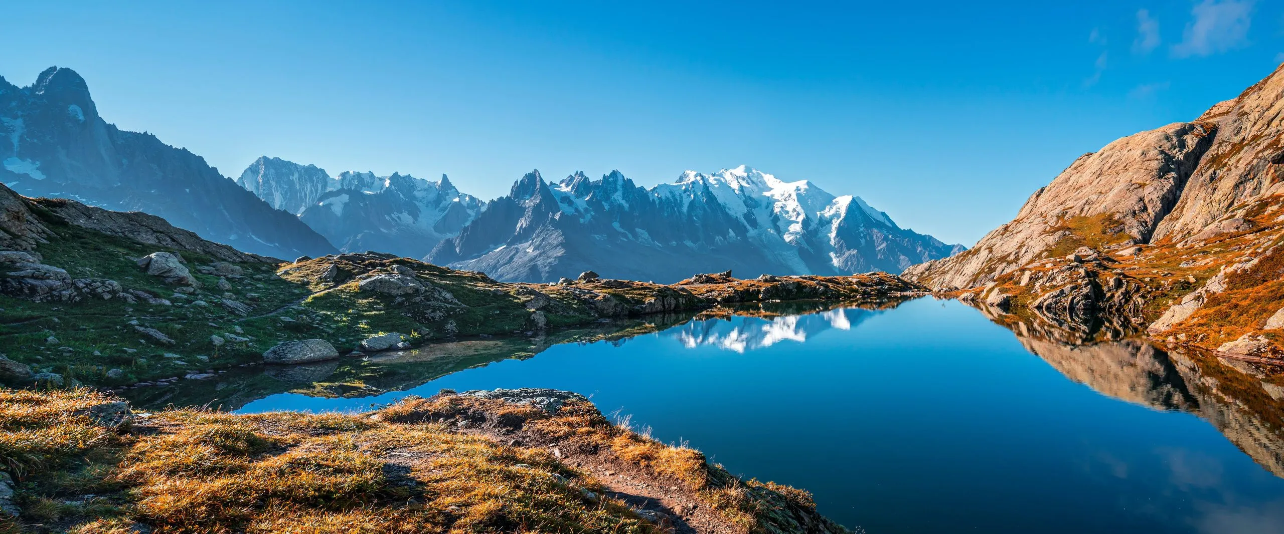 lac blanc with mont blanc in the background